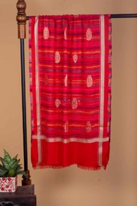 Image for Kessa Kusl15b Red With Zari Booti Stole Featured