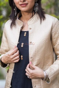 Image for Kessa Sj09 Grain Brown Double Side Full Sleeves Jacket Closeup