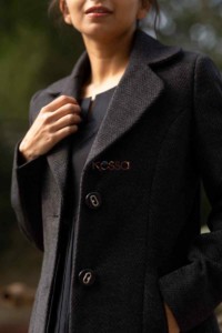 Image for Kessa Kj15 English Walnut Woolen Long Coat Closeup