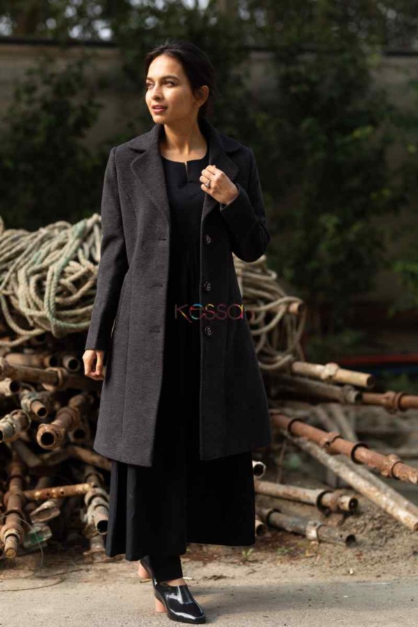 Image for Kessa Kj15 English Walnut Woolen Long Coat Front