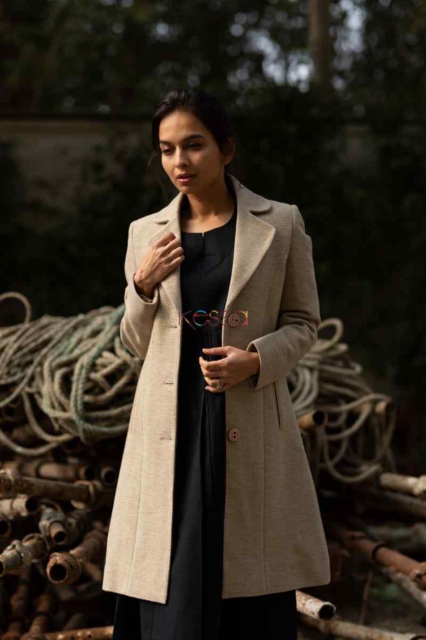 Image for Kessa Kj16 Mongoose Woolen Long Coat Front