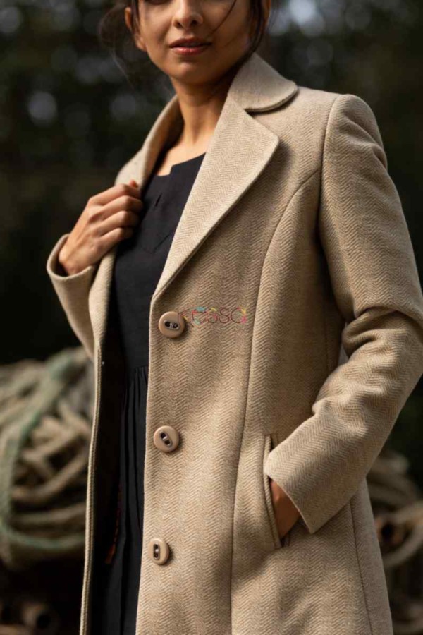 Image for Kessa Kj16 Mongoose Woolen Long Coat Side