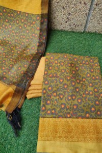 Image for Kessa Kusf05 Clay Mustard Semi Pashmina Complete Suit Set Featured