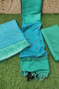Image for Kessa Kusf05 Turquoise Semi Pashmina Complete Suit Set Side