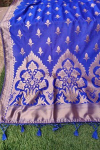 Image for Kessa Kudu63 Royal Blue Banarsi Jaal Dupatta Closeup