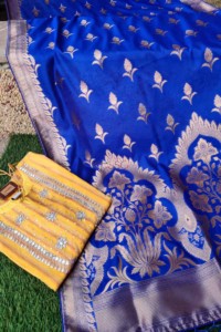 Image for Kessa Kudu63 Royal Blue Banarsi Jaal Dupatta Featured
