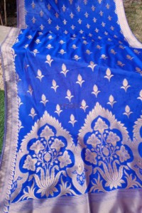 Image for Kessa Kudu63 Royal Blue Banarsi Jaal Dupatta Side