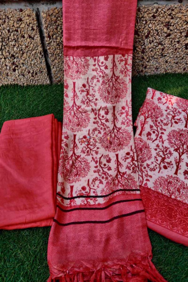 Image for Kessa Kusf07 Blush Pink Semi Pashmina Complete Suit Set Closeup