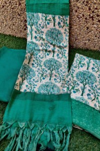 Image for Kessa Kusf07 Pine Green Semi Pashmina Complete Suit Set Featured