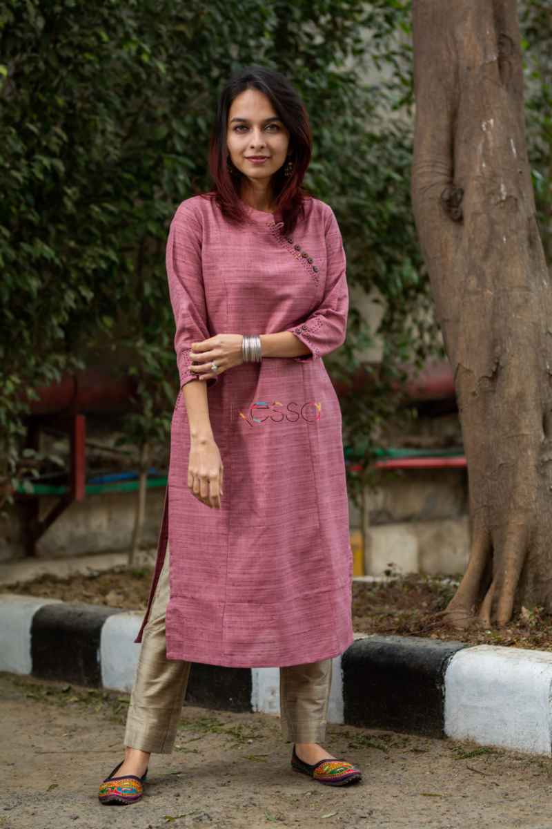 Pink and Majenta color Art Silk fabric Kurta Pyjama with Jacket : 1676779