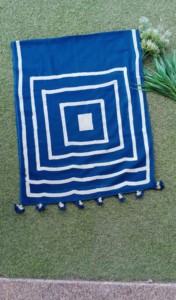 Image for Kessa Kjs22 Blue Geometric Cotton Stole Scaled