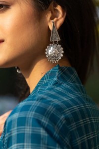 Image for Kessa Kt120 Triangular And Circle Silver Earrings Featured