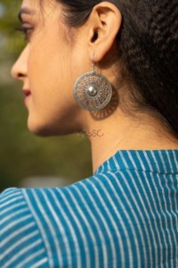 Image for Kessa Kt81 Silver Circular Danglers Featured