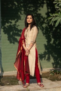 Image for Kessa Ws518 Check Chanderi Kurta With Hand Embroidery Patch Featured