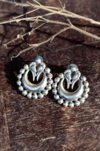 Image for Kt101 Cicular Silver Tribal Earrings Featured
