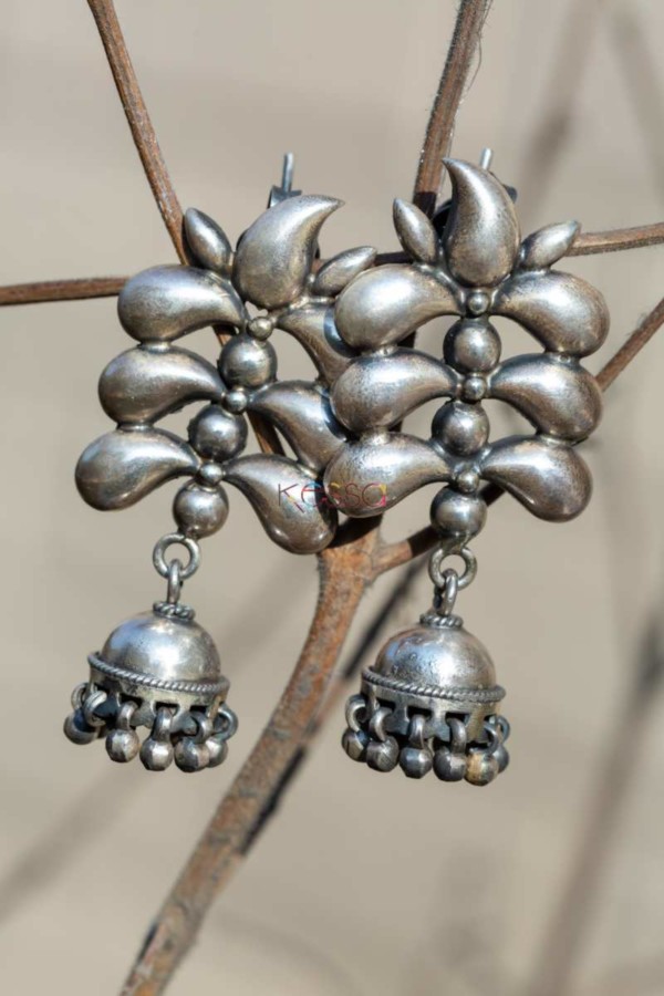 Image for Kt102 Silver Tribal Art Jhumki Featured