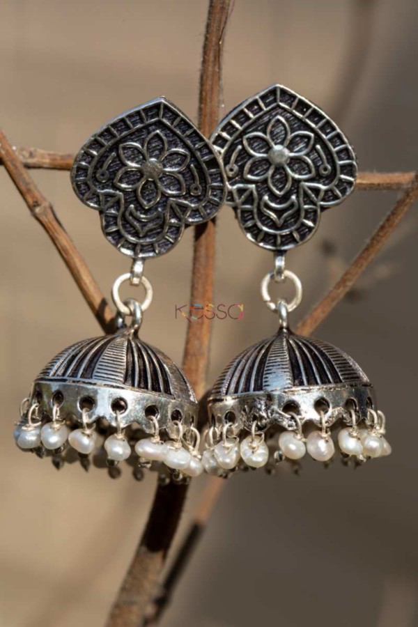 Image for Kt104 Silver Half Circle Earrings Featured
