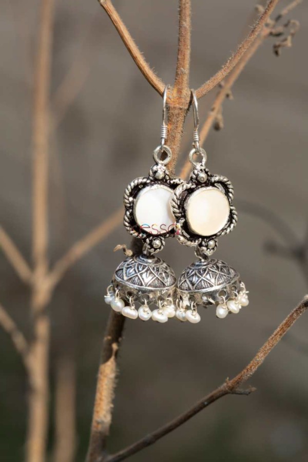 Image for Kt110 Silver Pearl Small Jhumki Featured