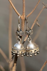 Image for Kt111 Silver Simple Jhumki Front