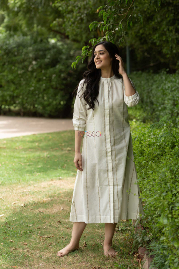 Image for Kessa Kc48 White South Cotton Dress New Look