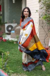 Image for Kessa Kunf02 Autumn Breeze Printed Bengal Silk Saree 2