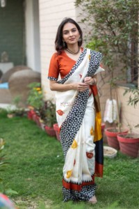 Image for Kessa Kunf02 Autumn Breeze Printed Bengal Silk Saree 4
