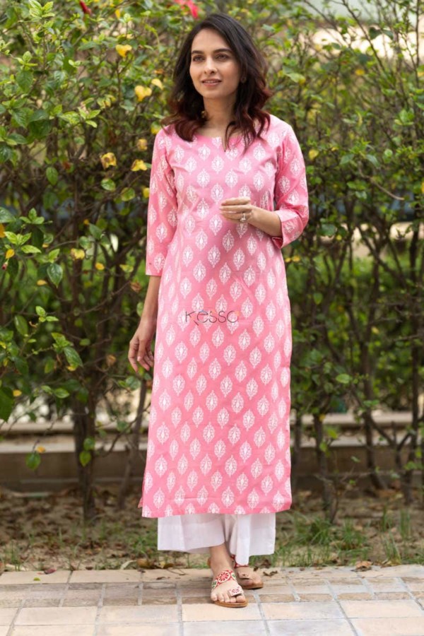 Image for Kessa Taf20 Charming Pink Cambric Kurta 5