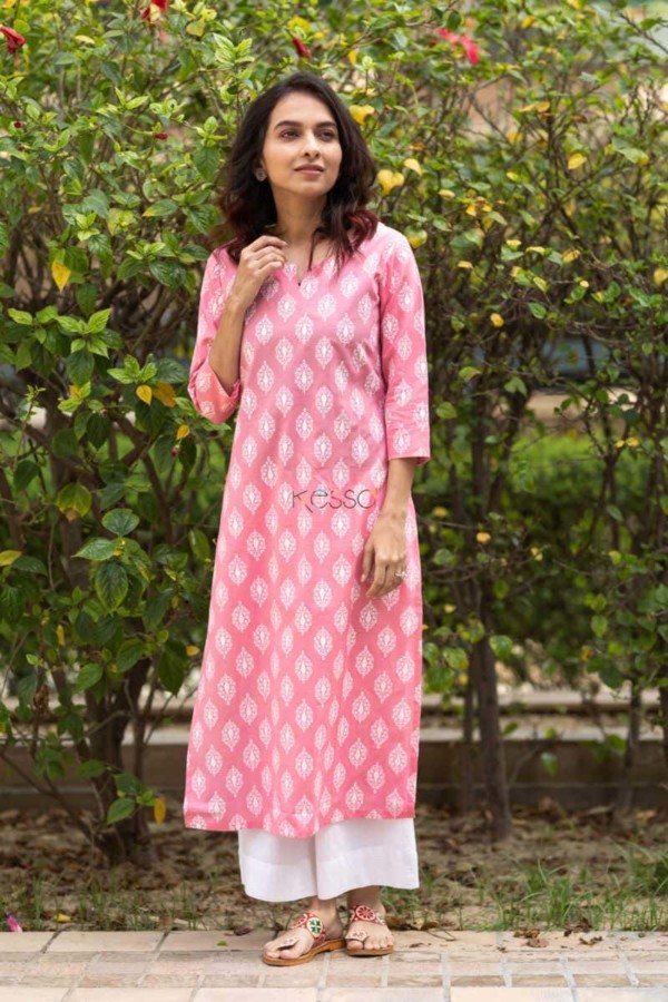 Image for Kessa Taf20 Charming Pink Cambric Kurta 7
