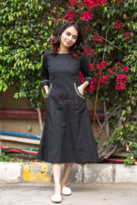 Image for Kessa Ws529 Handloom South Cotton Black Kurta New 3