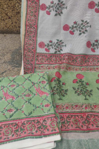 Image for Kessa Kf37 Sage Green Block Printed Fabric With Chanderi Dupatta 6