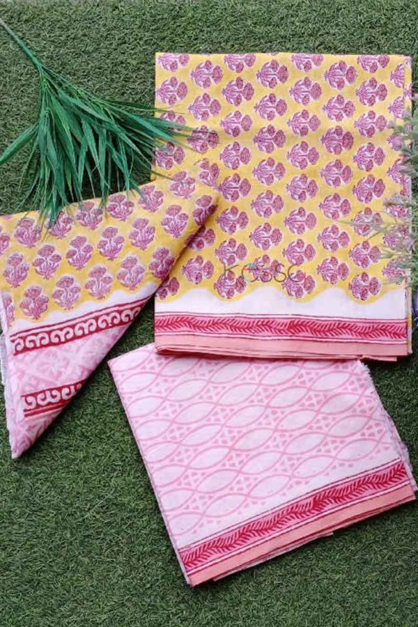 Image for Kessa Kf59 Golden Sand And Pink Full Dupatta Set Closeup