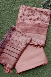 Image for Kessa Kusf14 Old Rose Buti Semi Pashmina Suit Set Closeup