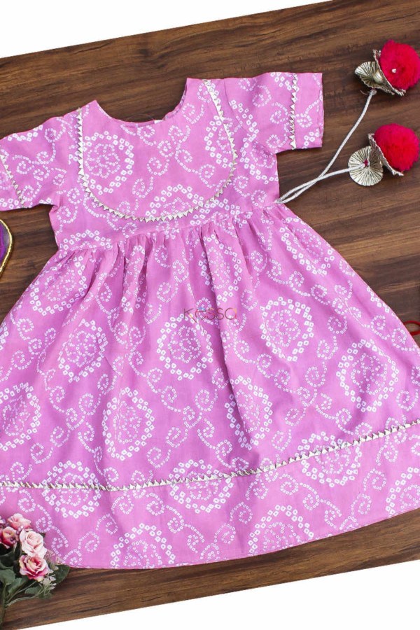Image for Kessa Aj08 Baby Pink Bandhani Print Dress