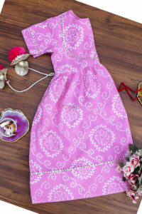 Image for Kessa Aj08 Baby Pink Bandhani Print Dress Look