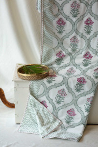 Image for Kessa Kad01 Aira Floral Mash Block Print Double Bed Dohar 1 Look 1