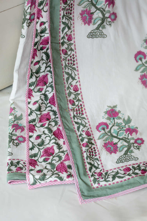 Image for Kessa Kad02 Cannon Pink Mughal Print Double Bed Dohar 1 Look