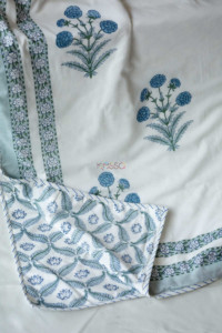 Image for Kessa Kad04 Oslo Gray Mughal Print Double Bed Dohar 1 Closeup