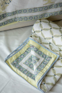 Image for Kessa Kad12 Shades Of Green Double Bed Dohar 1 Closeup