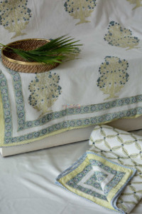 Image for Kessa Kad12 Shades Of Green Double Bed Dohar 1 Look 1