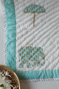 Image for Kessa Kaq06 Casper Blue And White Double Bed Quilt Closeup
