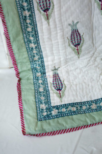 Image for Kessa Kaq08 Glacier Blue Jaal Single Bed Quilt Closeup
