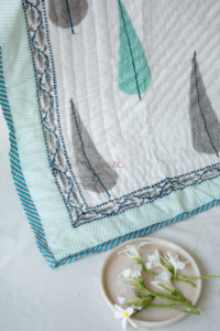 Image for Kessa Kaq22 Shades Of Green Single Bed Quilt Closeup