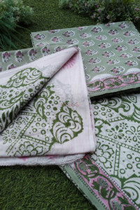 Image for Kessa Kf82 Rama Green And Pink Cotton Dupatta Full Set 1