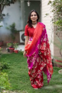Image for Kessa Kunf04 Hues Of Pink Printed Bengal Silk Saree