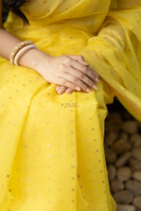 Image for Kessa Kurt09 Saffron Gold Chanderi Saree 6