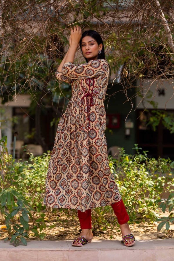 Image for Kessa Ws543 Ajrakh Angrakha Style Kurta 4
