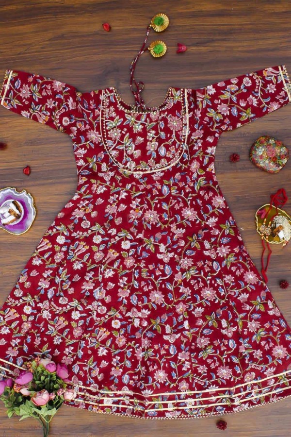 Image for Kessa Wsk33 Mexican Red Cotton Kids Dress New Feature