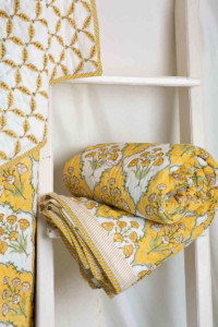 Image for Kessa Kaq31 Saffron Block Print Double Bed Quilt Roll