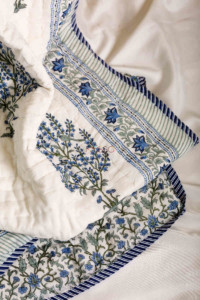 Image for Kessa Kaq34 Ship Cove Blue Grey Double Bed Quilt