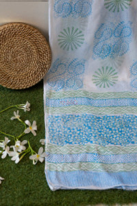Image for Kessa Kf96 Polo Blue And White Fabric Cotton Dupatta Full Set Closeup